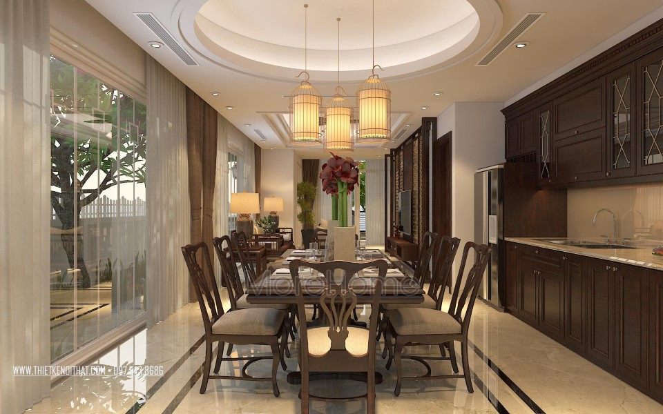 Thiết kế nội thất phòng ăn biệt thự VinHomes Thăng Long Hoài Đức Hà Nội
